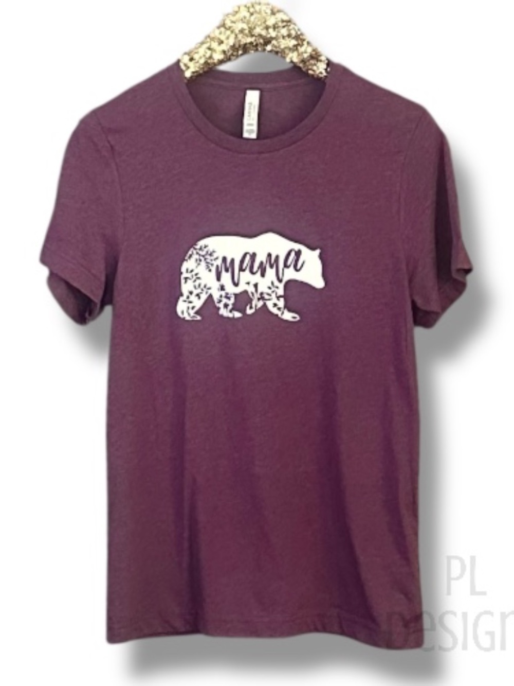 Mama Bear T-shirt Bella Canvas Heather Maroon Crew Neck Size Medium NWT
